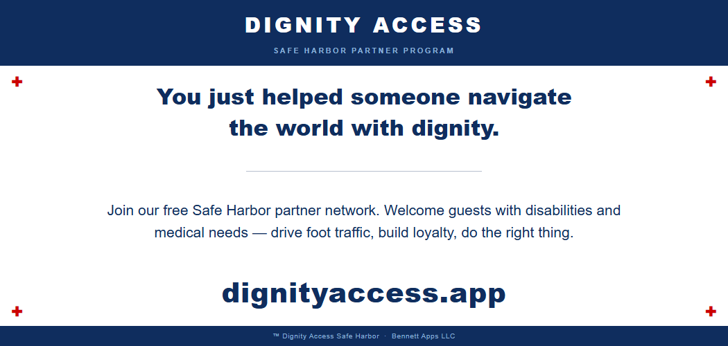 Dignity Card Side B — Safe Harbor partner information